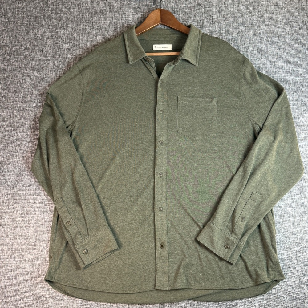 Mens Lucky Brand Henley Shirt | Size XXL | Olive Green Long Sleeve - Picture 2 of 11
